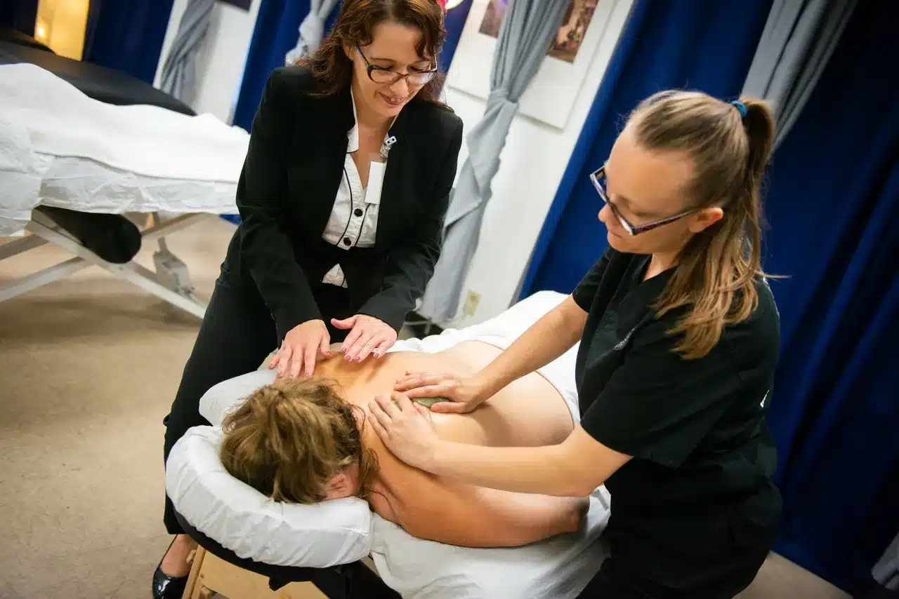Hot stone massage practice at CHAC